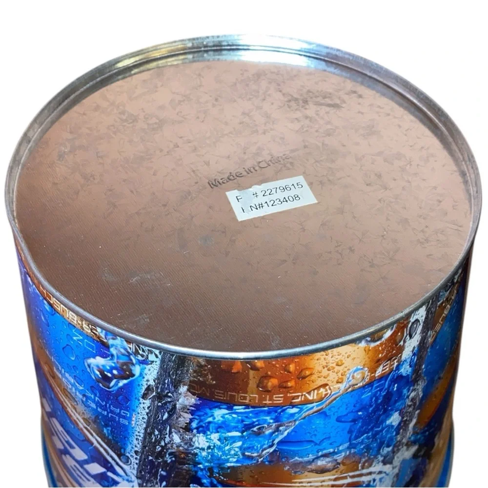 BUD LIGHT METAL ICE BUCKET Galvanized Metal Bucket with Top Handle in Blue/Tan